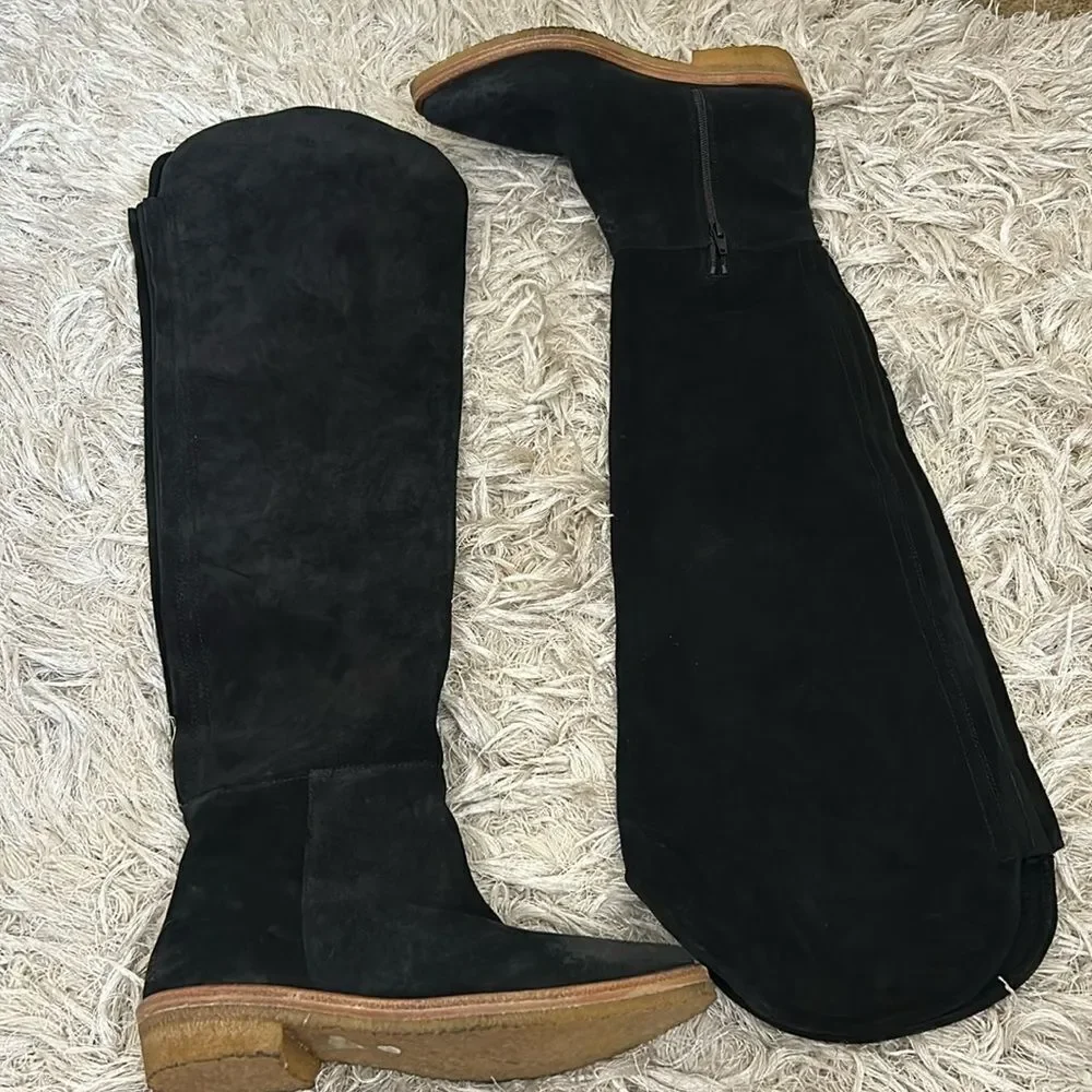 NWOB Free People Banks Suede Slouchy Distressed Over The Knee Boots Sz 36.5/6.5